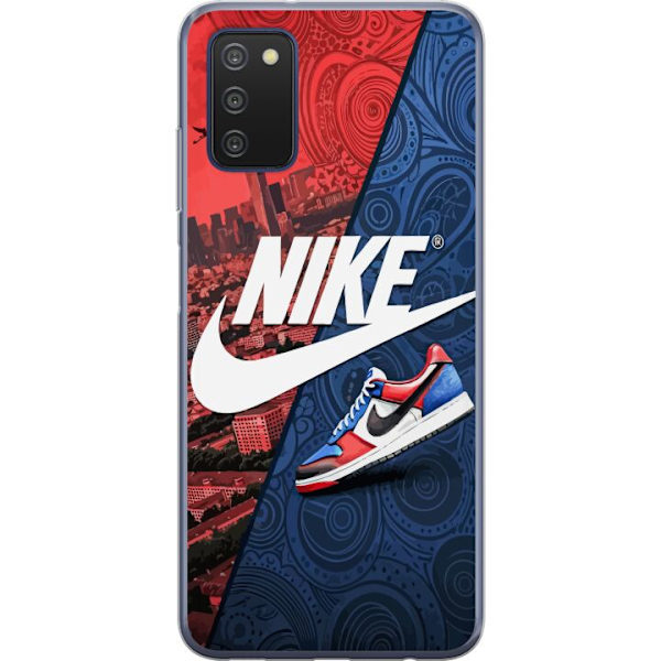 Samsung Galaxy A03s Genomskinligt Skal Nike Logotyp Röd Blå Sneaker Stil Sport Fashion Populärt Swoosh Motiv Träningskläder Grafisk Ikon