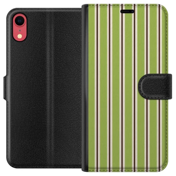 Kompatibelt Plånboksfodral till Apple iPhone XR Matcha Stripe grön