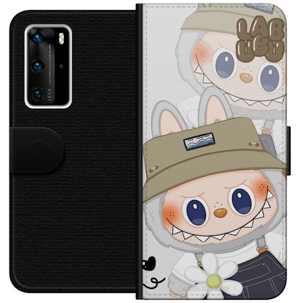 Huawei P40 Pro Tegnebogsetui Labubu Minimal Mood - Enkel og stilren monsterdesign
