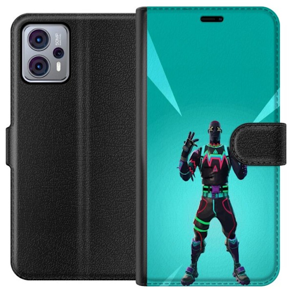 Motorola Moto G23 Tegnebogsetui sort ridder fortnite
