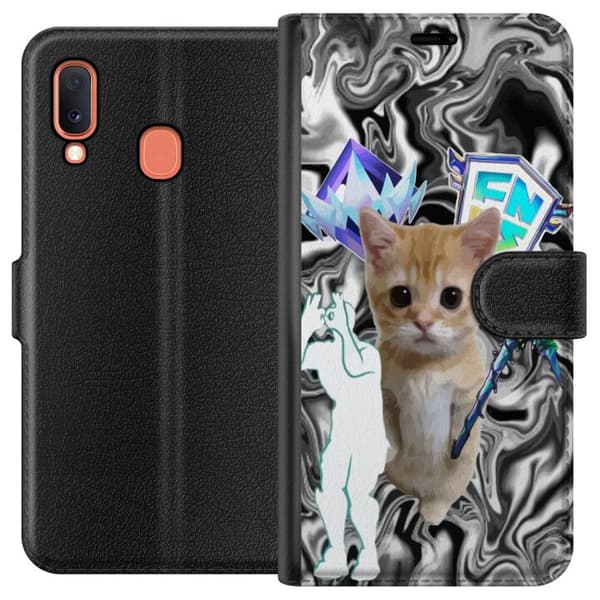 Kompatibelt Plånboksfodral till Samsung Galaxy A20e Katt