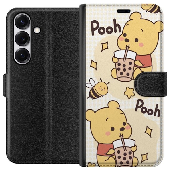 Samsung Galaxy S25 Tegnebogsetui Nalle Pooh-stil - klassisk bjørnemotiv i en ny fortolkning