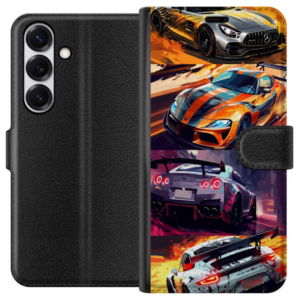 Samsung Galaxy S25 Tegnebogsetui Rallyfeber - fartfyldt motiv med rallybiler