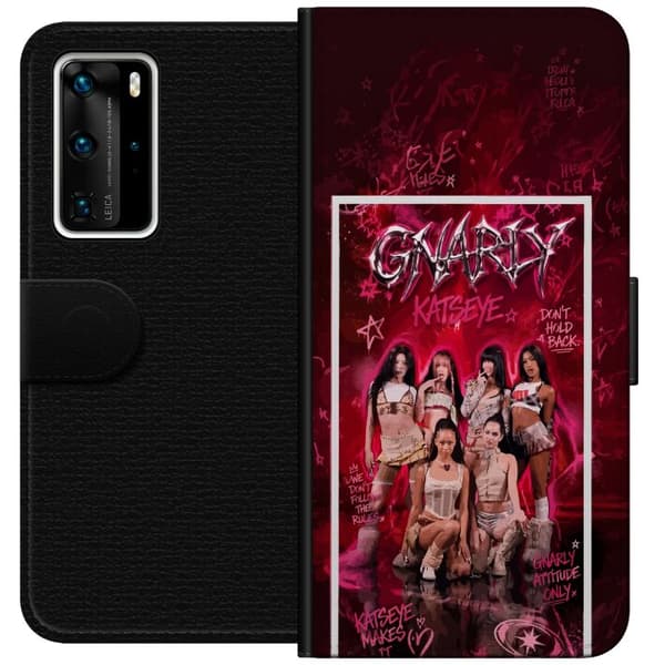Kompatibel Tegnebogsetui til Huawei P40 Pro KATSEYE pink