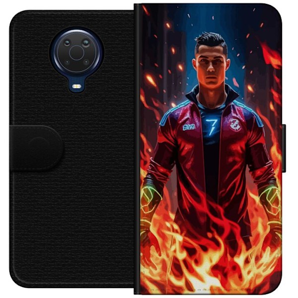 Nokia G20 Tegnebogsetui Ronaldo Inferno - fodboldhelt i flammer