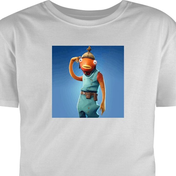 Barn-T-shirt | Bekväm T-shirt för Barn Fortnite - Fishstick grå 7-8 År