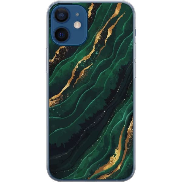 Kompatibelt Mobilskal till Apple iPhone 12 mini Marmor Guld Grön