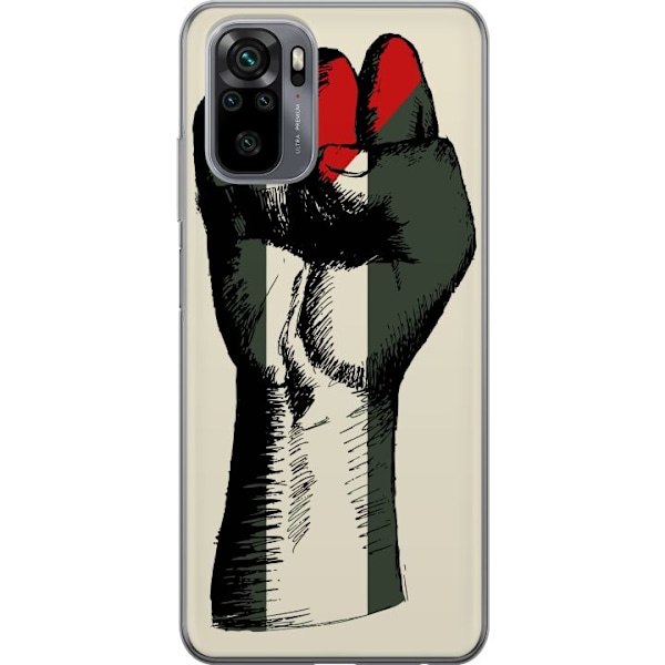 Xiaomi Redmi Note 10 Läpinäkyvä kuori Käsi sidottu Palestinan väreihin - voimakas symboli vapausliikkeelle