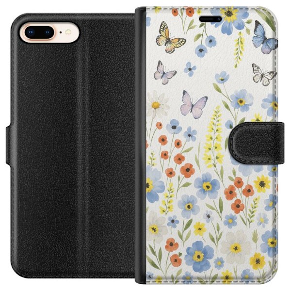 Apple iPhone 8 Plus Lompakkokotelo Kesäkukat