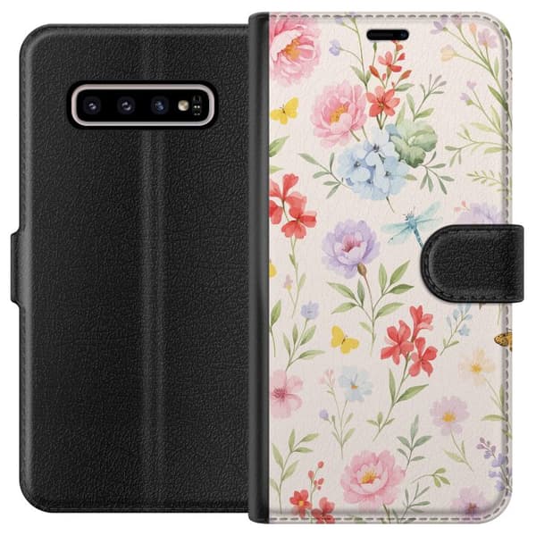 Kompatibelt Lommeboketui til Samsung Galaxy S10+ Blomster