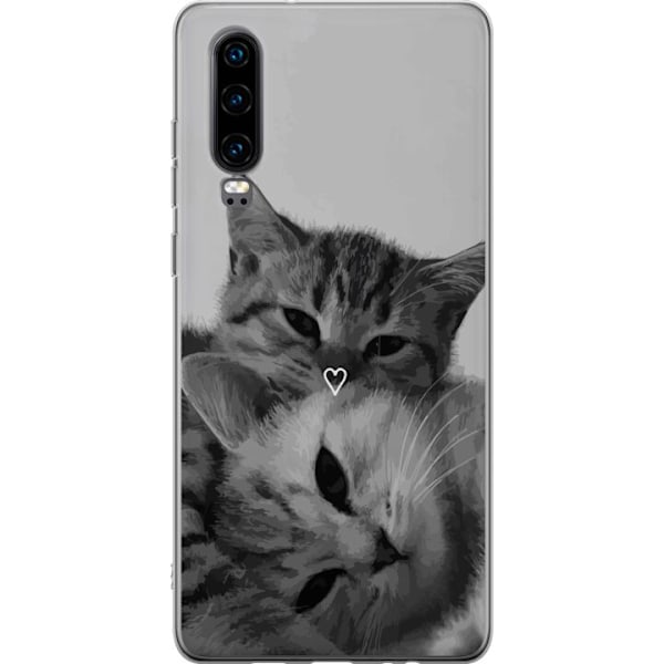 Huawei P30 Gennemsigtig cover Kat Hjerte