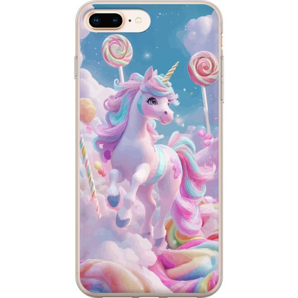 Apple iPhone 8 Plus Genomskinligt Skal Enhörning Candy Pastell Kawaii Motiv Söt Populär Färg Grafiskt Trend Barn Motiv Fantasy Art