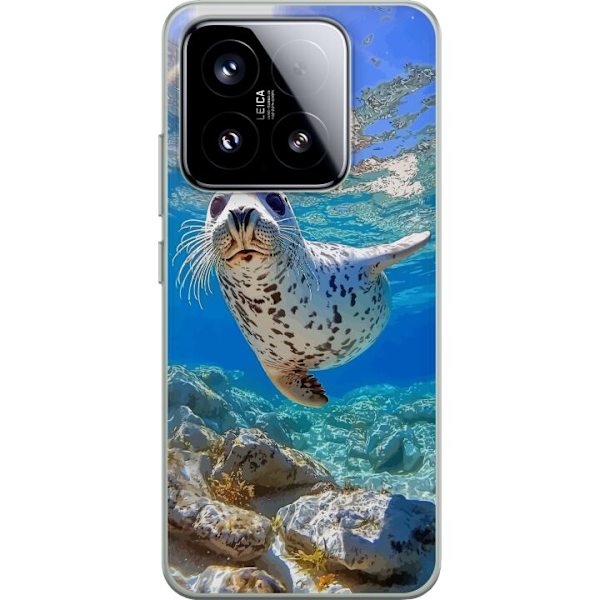 Xiaomi 15 Genomskinligt Skal Säl Hav Simmande Djurmotiv Natur Vattenmotiv Blå Design Marint Tema Populärt Motiv Djurliv