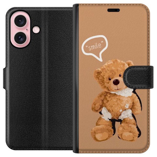 Apple iPhone 16 Tegnebogsetui Knust teddy