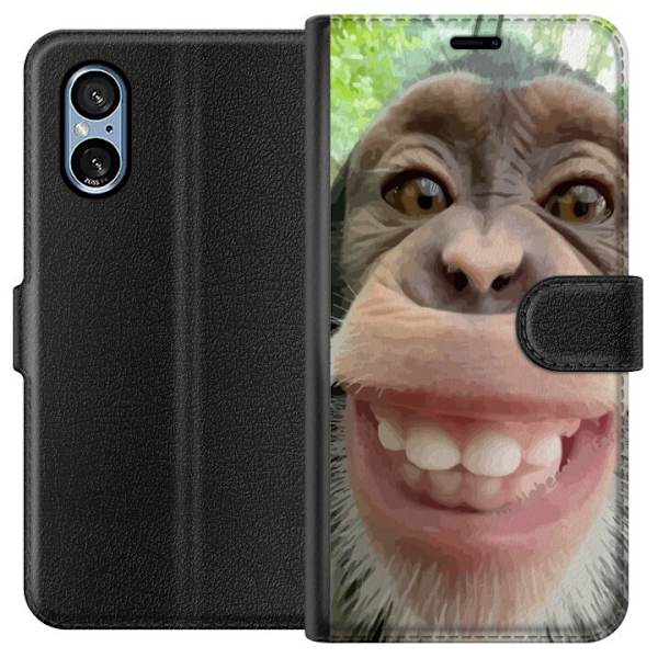Sony Xperia 10 VI Lompakkokotelo Simpanssi Selfie Rauhallinen Graafinen Suunnittelu Apinan Aihe Suosittu Urban Art Tyyli