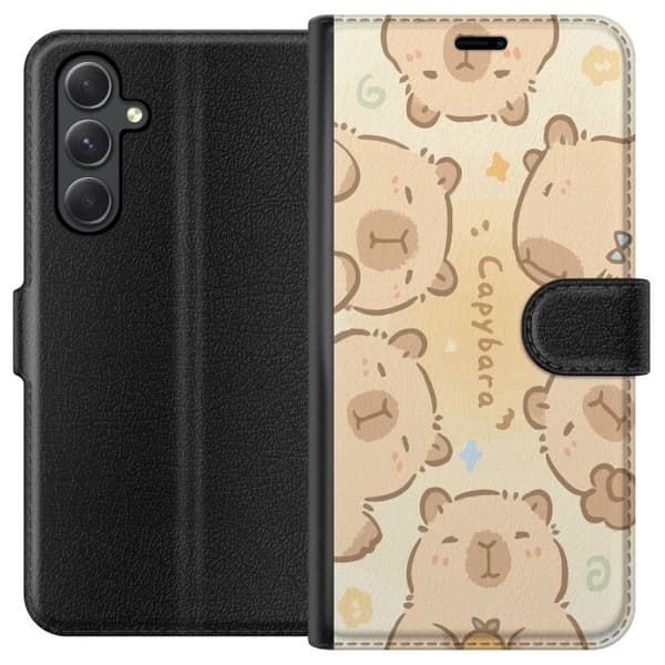 Kompatibel Tegnebogsetui til Samsung Galaxy A35 Søde kapybaraer, pasteldesign, søde flodsvin i bløde farver, sød varm stil med charme og legende ener