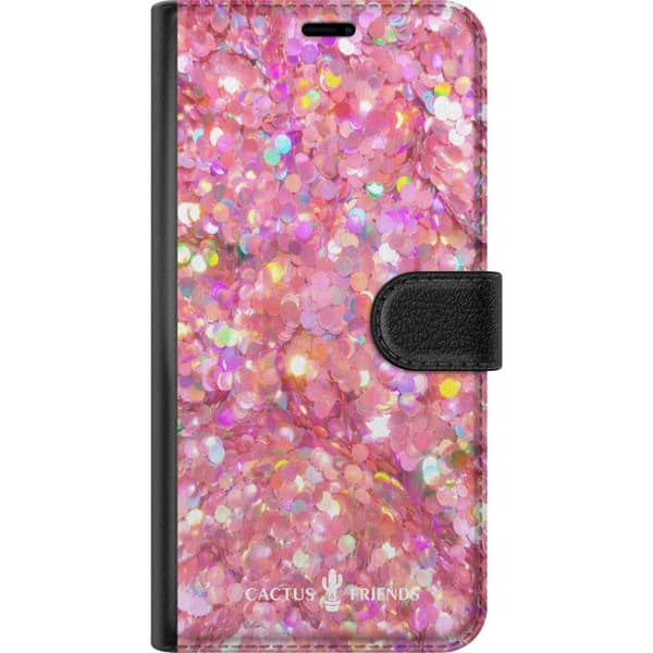 Kompatibelt Lommeboketui til Apple iPhone 13 mini Kaktus og venner – rosa glitter
