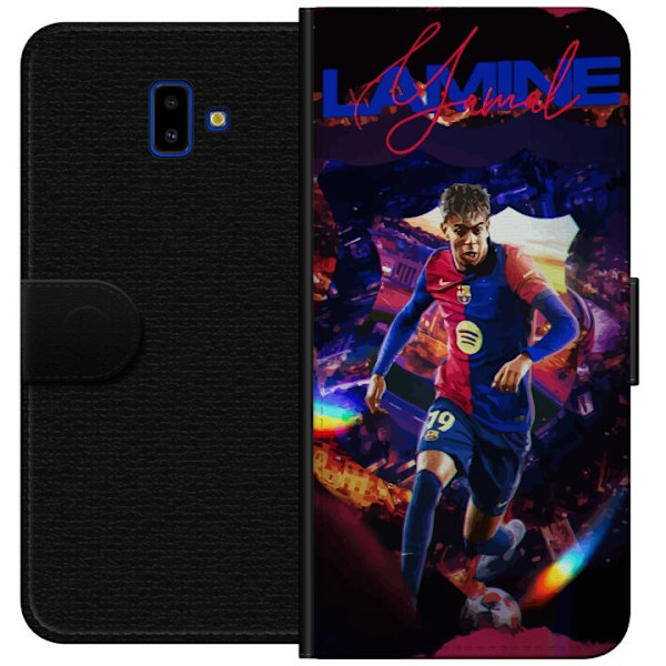 Samsung Galaxy J6+ Plånboksfodral Yamal Rising Talent FC Barcelona Spelare Ung Fotbollsstjärna Populärt Motiv Sport Spanien Talent