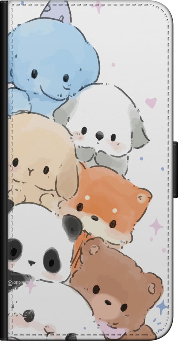 Kompatibel Tegnebogsetui til OnePlus 9 Pro Pasteldyr i stak - dyreillustration på hvid baggrund hvid