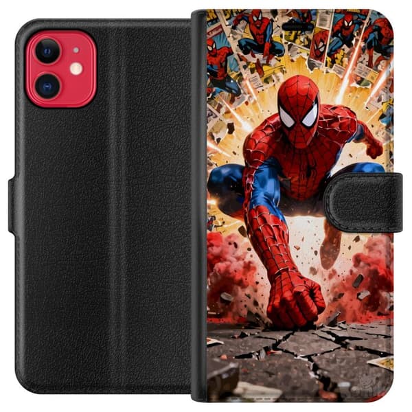 Kompatibel Tegnebogsetui til Apple iPhone 11 Spider Man action