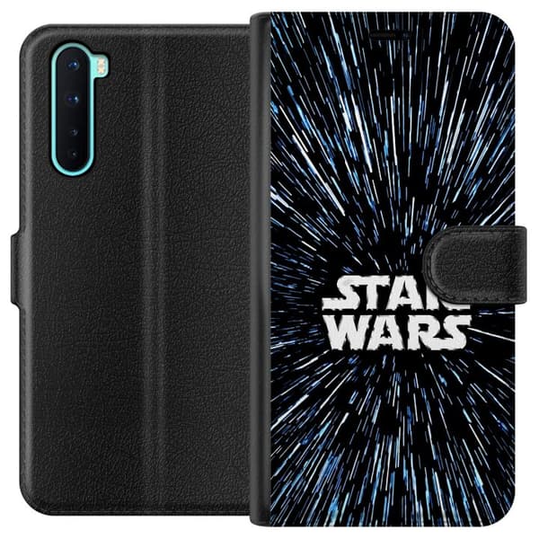 Kompatibel Tegnebogsetui til OnePlus Nord Star Wars-logo med hyperspace-stjerner i ikonisk sci-fi-design sort