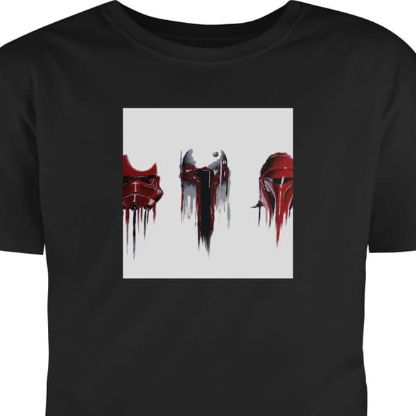 Børne T-shirt Sort 9-11 År Røde sci-fi-hjelme med mørke detaljer og malet effekt sort 9-11 År