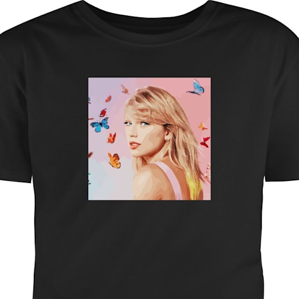 Barn-T-shirt | Bekväm T-shirt för Barn Taylor Swift Fjärill svart 9-11 År