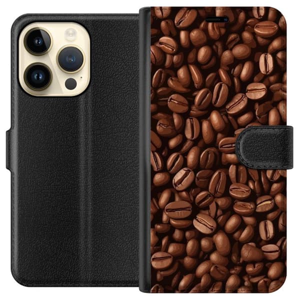 Kompatibelt Plånboksfodral till Apple iPhone 15 Pro Kaffebönor närbild brun