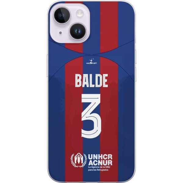Kompatibelt Mobildeksel til Apple iPhone 14 Plus Balde nummer 3 fotballtrøye blå og rød supporterdesign blå