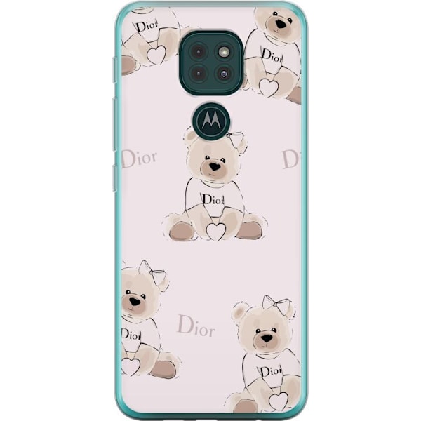 Motorola Moto G9 Play Gennemsigtig cover Teddy Dior Vibes - luksuriøs bamse i modetil