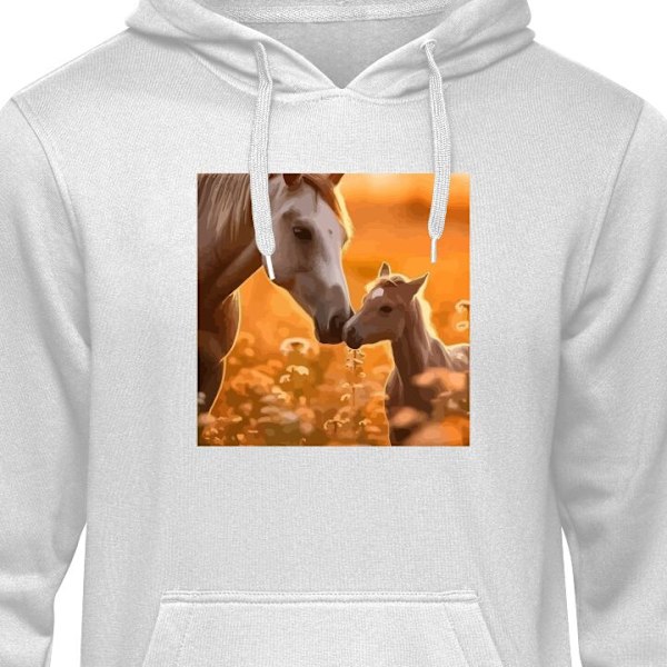 Hoodie för Vuxen | Bekväm Huvtröja Hästar grå XL