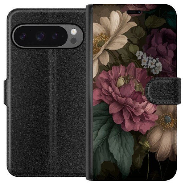 Google Pixel 9 Pro XL Tegnebogsetui Blommor