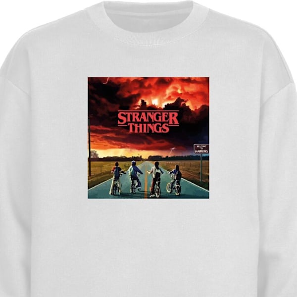 Sweatshirt för Vuxen | Klassisk Collegetröja Stranger Things vit XXL