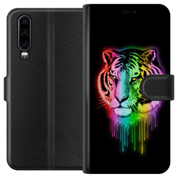Huawei P30 Tegnebogsetui Neon Tigeren
