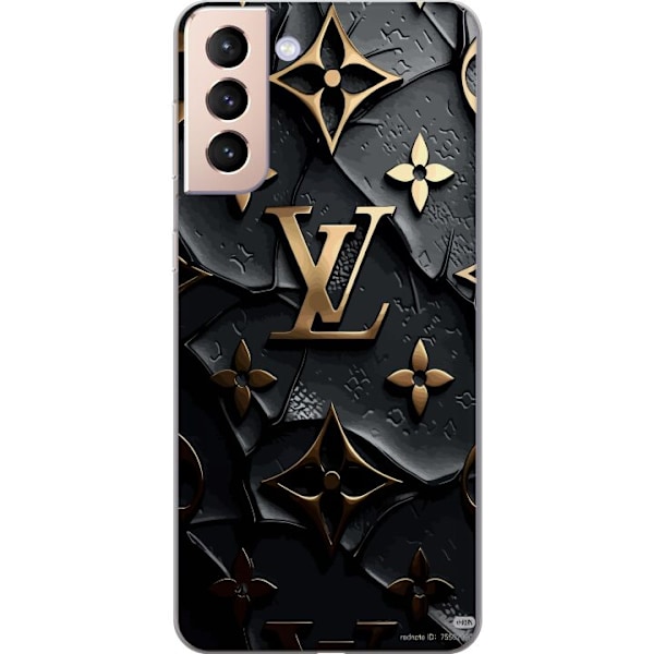Samsung Galaxy S21 Läpinäkyvä kuori Louis Vuitton Tumma tila Suunnittelu Musta Ylellisyys Tyyli Muoti Suosittu Graafinen Kuvio Muotisymboli Luksusb