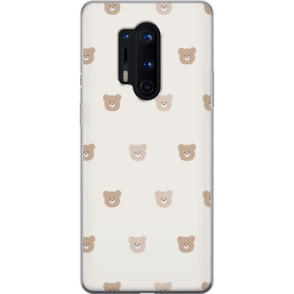 OnePlus 8 Pro Läpinäkyvä kuori Teddy-tausta - söpöt teddykarhut pehmeällä taustalla