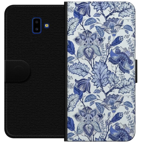 Samsung Galaxy J6+ Lompakkokotelo Kukat Sininen...