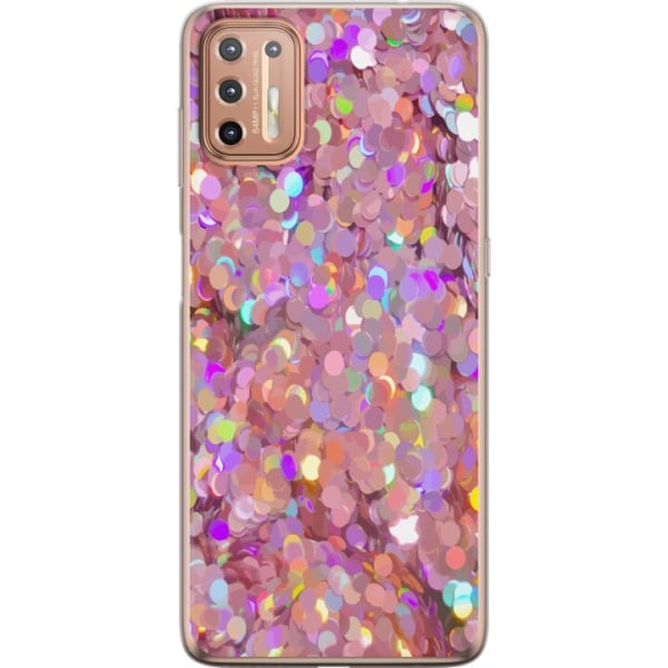 Motorola Moto G9 Plus Genomskinligt Skal Rosa glitter