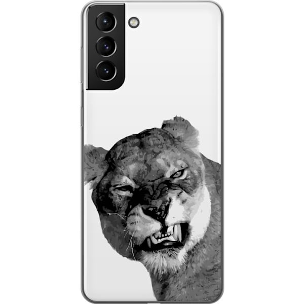 Samsung Galaxy S21+ 5G Genomskinligt Skal Lejon Konst Artistiskt Djurmotiv Afrikanskt Stil Djungel Känsla Grafiskt Motiv Hemdekor Djurtema
