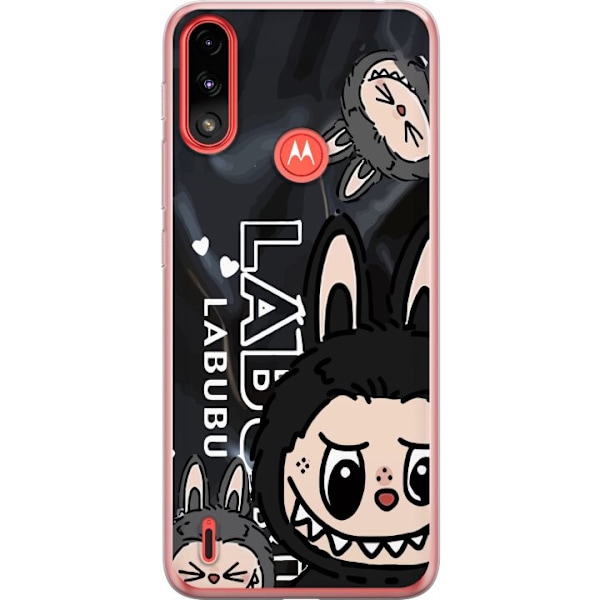 Motorola Moto E7 Power Gennemsigtig cover <nl>Labubu Black Ene