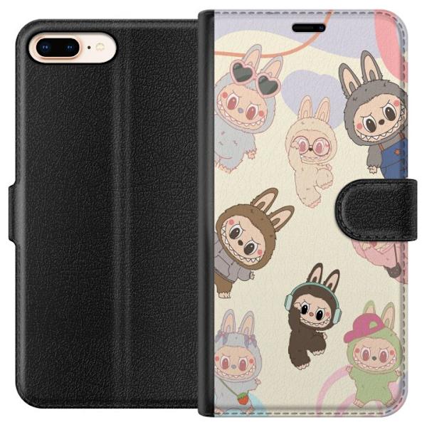Apple iPhone 8 Plus Plånboksfodral Labubu Pop Mart Kollektion Motiv Figur Samling Design Populärt Art Toy Pop Mart Kreativ Grafiskt