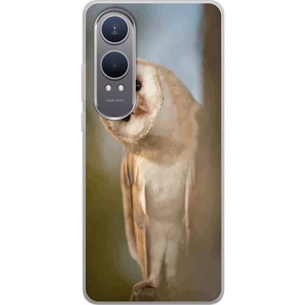 OnePlus Nord CE4 Lite Genomskinligt Skal Uggla Nyfiken Blick Fågelmotiv Skog Natur Grafiskt Design Populärt Motiv Djur Tema Dekoration