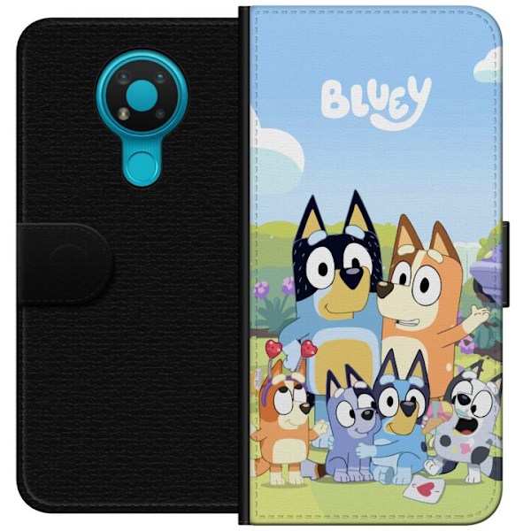Nokia 3.4 Plånboksfodral Bluey mobilskal med hela familjen i färgglad design
