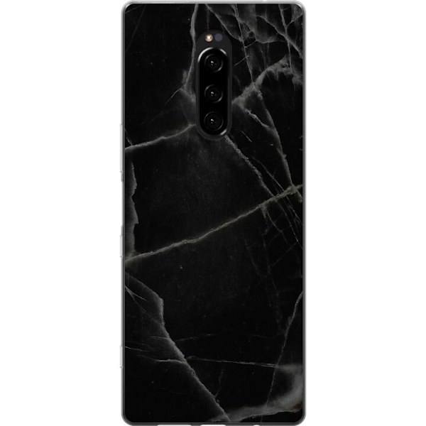 Sony Xperia 1 Gennemsigtig cover Sort marmor