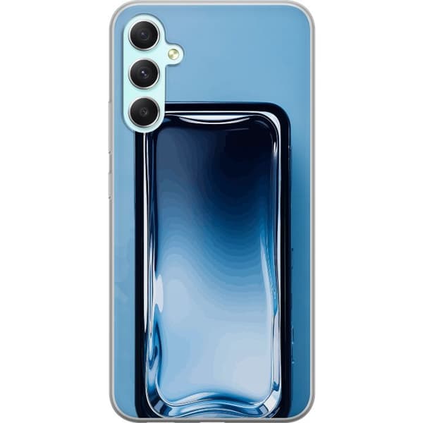Kompatibelt Mobildeksel til Samsung Galaxy A34 Abstrakt blå glasseffekt med myke overganger og blanke refleksjoner blå