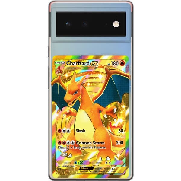Kompatibel Mobilcover til Google Pixel 6 Gylden Charizard EX samlerkort med regnbueeffekter guld