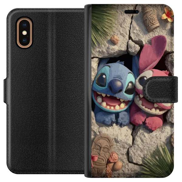 Apple iPhone XS Max Plånboksfodral Stitch Angel Lilo & Stitch Motiv Disney Kärlek Seriefigur Populär Blå Alien Rolig Disneyfilm