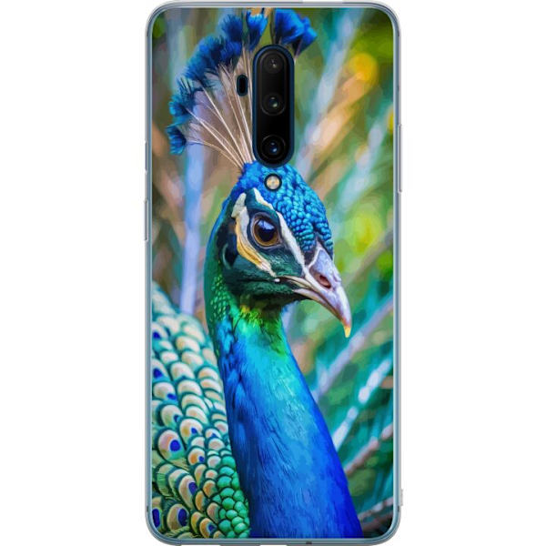 OnePlus 7T Pro Gennemsigtig cover Påfugle Fjer Farverig Design Fuglemotiv Eksotisk Grafisk Motiv Natur Luksuriøs Dekoration