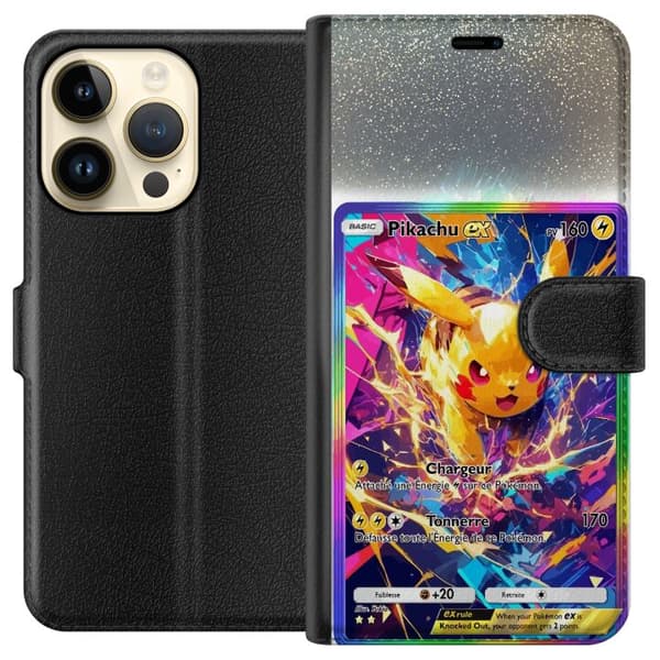 Kompatibelt Plånboksfodral till Apple iPhone 15 Pro Pikachu gul