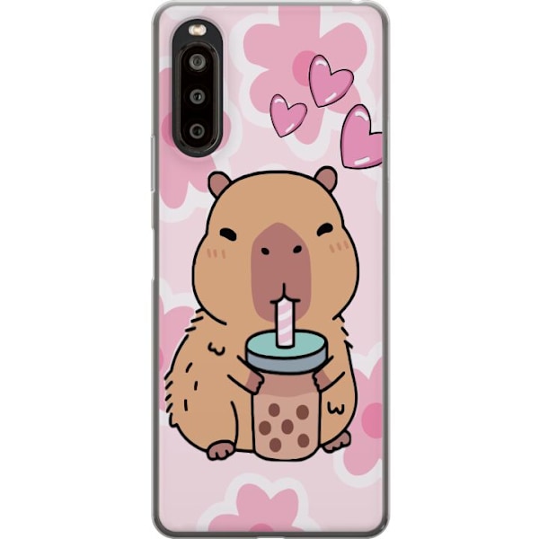 Sony Xperia 10 II Läpinäkyvä kuori Kawaii Capybara Sydän A